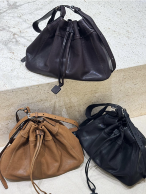 Genuine Sheepskin Drawstring Bucket Bag – Women’s Soft Leather Shoulder Bag