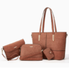 Women's 4-Piece Textured PU Leather Tote Bag Set