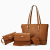 c176c5e7cef03fcced53551df4cd2064 Women's 4-Piece PU Leather Bag Set with Woven-Texture Detail