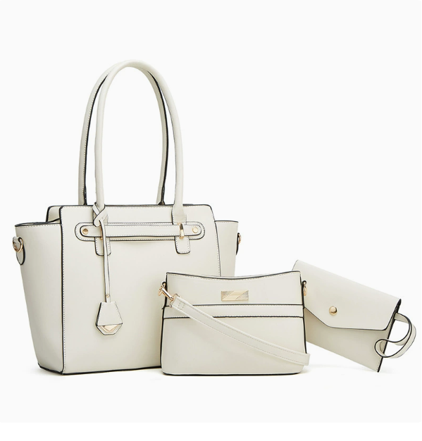 c62b40efa4e82a983e99a87e3c686afb Women's 3-Piece PU Leather Tote Bag Set with Belt Detail