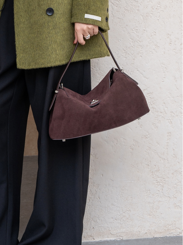 Women's Genuine Leather Shoulder & Crossbody Bag with Clasp Closure