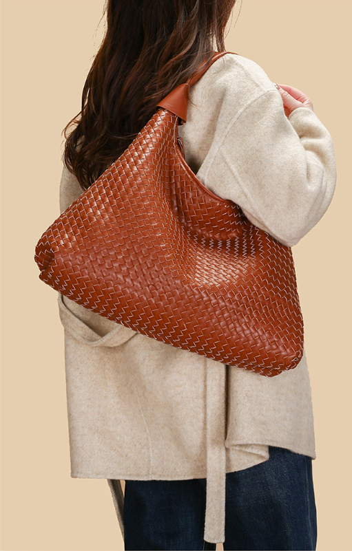 d18e878753509f29e61de02668e18171 Women's Woven PU Leather Hobo Shoulder Bag