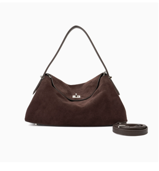 Women's Genuine Leather Shoulder & Crossbody Bag with Clasp Closure