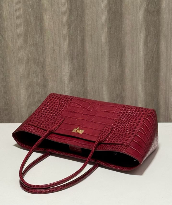 Crocodile Embossed Top Grain Leather Tote Bag – JD-78866