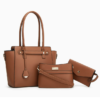e475b304bfd3175d39e6a0b065ba962b Women's 3-Piece PU Leather Tote Bag Set with Belt Detail