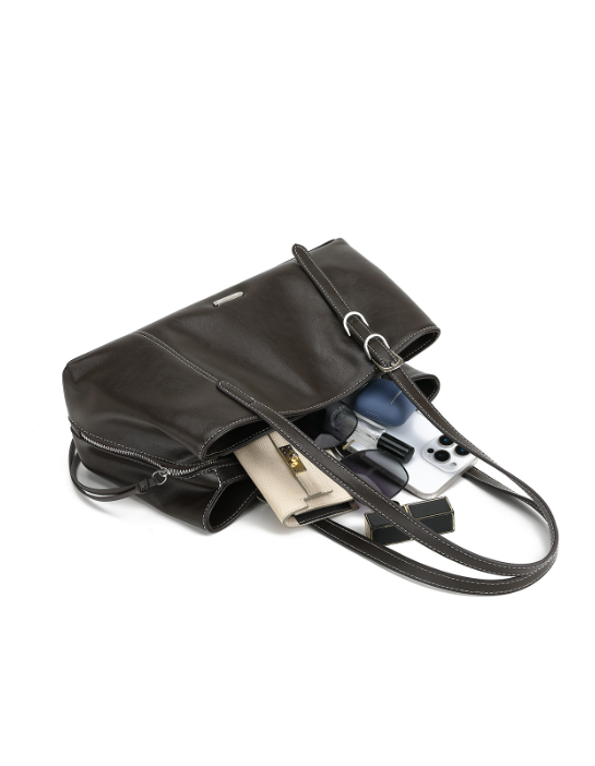 e655bf14e90b875cd5b139bea69a5220 Women's PU Leather Shoulder Bag with Buckle Detail