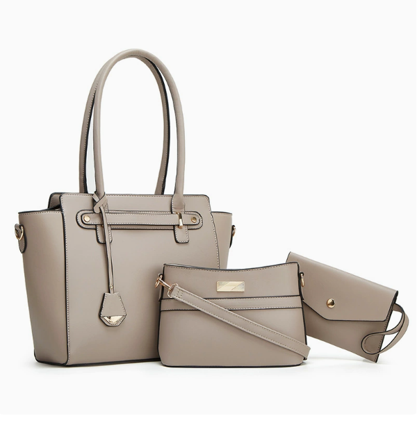 e9ea1dac11ef3b431a418680d6621301 Women's 3-Piece PU Leather Tote Bag Set with Belt Detail