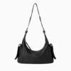 Vintage Genuine Leather Pillow Shoulder Bag – Contrast Stitch Women’s Handbag