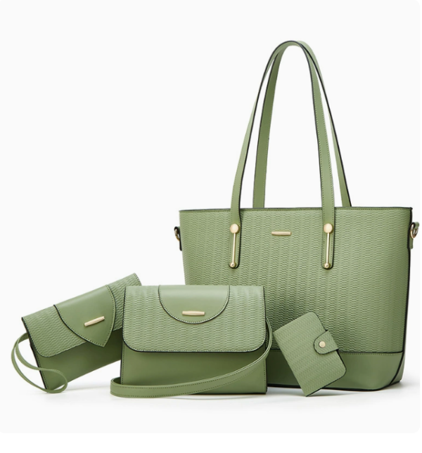 ed4c0b540aa2b0be76704293ff6c0ee3 Women's 4-Piece PU Leather Bag Set with Woven-Texture Detail