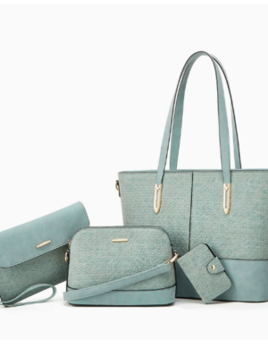 edcdde7abd0a0ddd18c3b37fa18a75f3 Women's 4-Piece Textured PU Leather Tote Bag Set
