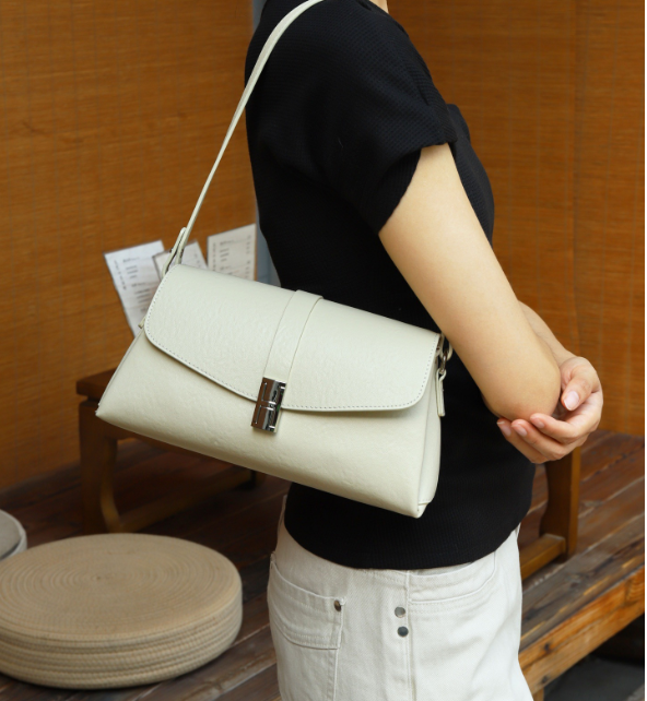 Top Grain Leather Slouch Shoulder Bag – Minimalist Women’s Underarm Handbag