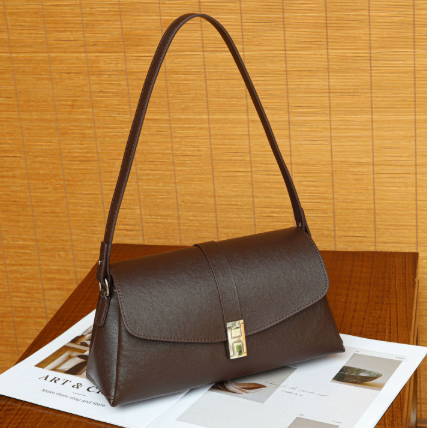 Top Grain Leather Slouch Shoulder Bag – Minimalist Women’s Underarm Handbag