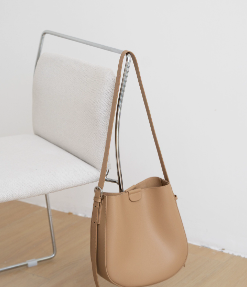 Women's Soft Split Cowhide Leather Bucket Shoulder Bag