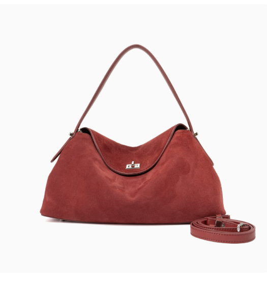 Women's Genuine Leather Shoulder & Crossbody Bag with Clasp Closure